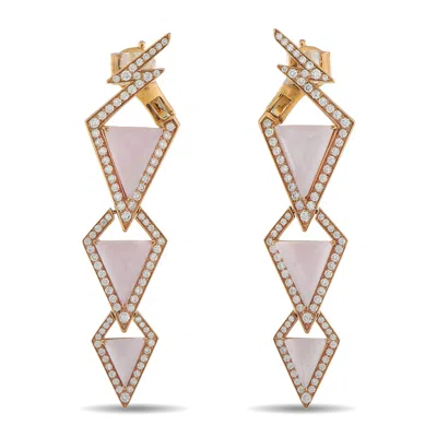 Stephen Webster Lady Stardust 18k Yellow Gold 1.68ct Diamond And Rose Quartz Earrings Sw03-011326