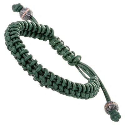 Pre-owned Stephen Webster No Regrets Unisex Green Leather And Gold Tone Silver Bracelet