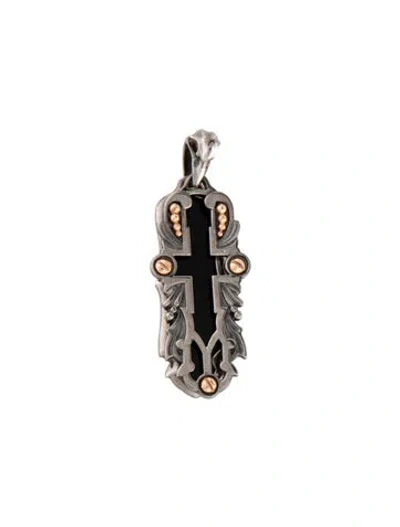 Pre-owned Stephen Webster Onyx Cross Pendant, 2.25" In Multicolor