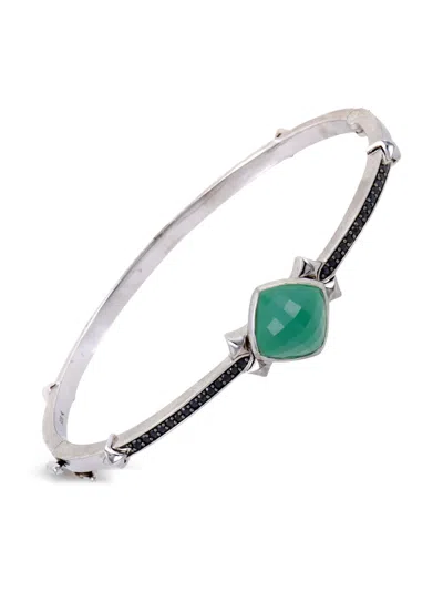 Pre-owned Stephen Webster  Sterling Silver Superstud Sapphire Chrysoprase And Quartz Bracelet