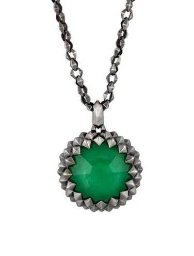 Pre-owned Stephen Webster Quartz & Dyed Jadeite Superstud Pendant Necklace, 2" In Multicolor