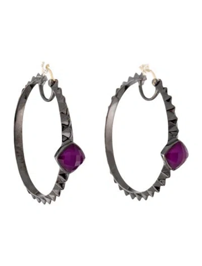 Pre-owned Stephen Webster Quartz Doublet Hoop Earrings In Multicolor