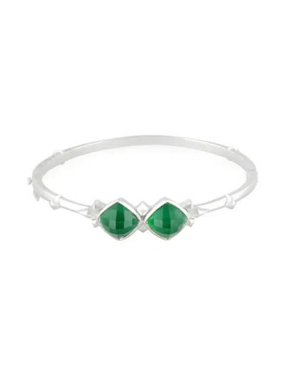 Pre-owned Stephen Webster Sterling Silver Chrysoprase And Emerald Bangle