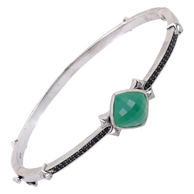Pre-owned Stephen Webster Superstud Silver Black Sapphire Chrysoprase And Quartz Bangle In Blue