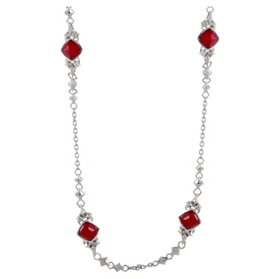 Pre-owned Stephen Webster Superstud Silver Coral And Quartz Necklace In Red