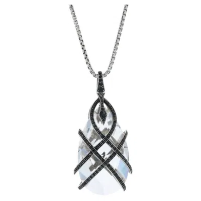 Pre-owned Stephen Webster Thorn Black Sapphire & Crystal Lg Pendant Necklace Sterling 925 In Blue