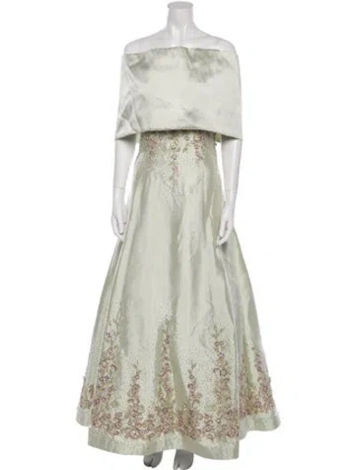 Pre-owned Stephen Yearick Printed Long Dress In Green