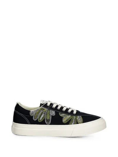 Stepney Workers Club Dellow Embroidered Canvas Sneakers In Black