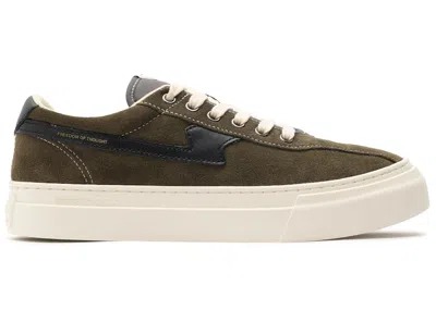 Pre-owned Stepney Workers Club Men's  Dellow Sstrike Cup Suede Sneakers In Woodland In Green