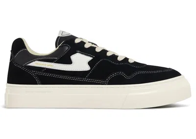 Pre-owned Stepney Workers Club Men's  Pearl Sstrike Suede Sneakers In Black/white In Multi