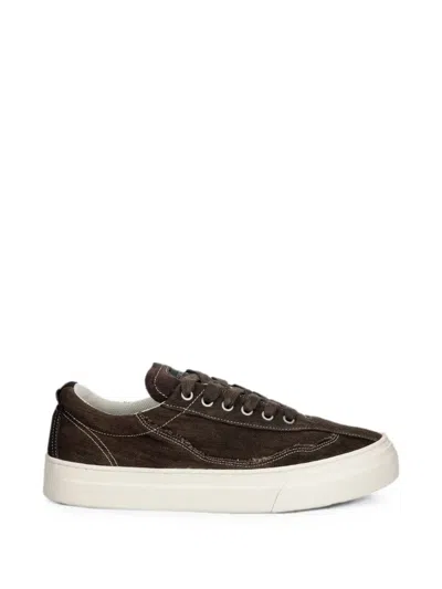 Stepney Workers Club Omni Frayed Topstitched Sneakers In Brown