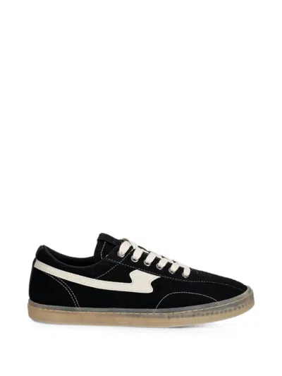 Stepney Workers Club S-strike Suede Logo-patch Sneakers In Black