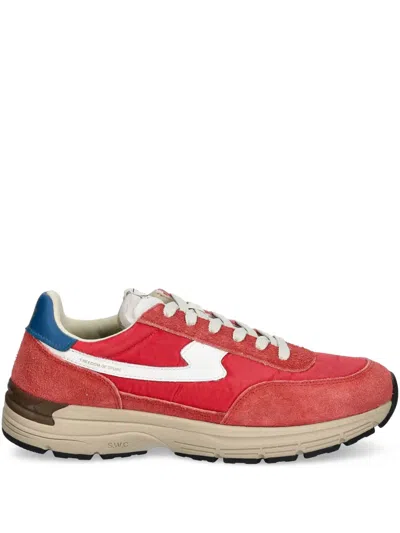 Stepney Workers Club Suede Panelled Sneakers In Red