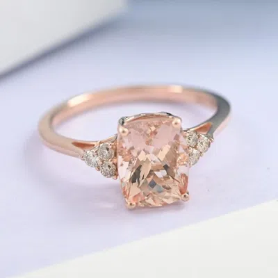 Pre-owned Sterling 1.50.ct Square Cut Morganite Women Eternity Engagement Ring  Silver In Pink