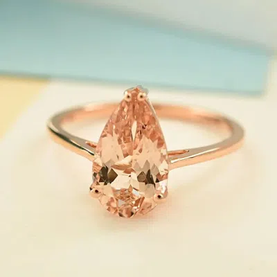 Pre-owned Sterling 50.ct Pear Cut Morganite Women Eternity Engagement Ring In 925  Silver In Pink