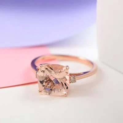 Pre-owned Sterling .50.ct Square Cut Morganite Women Eternity Engagement Ring  Silver In Pink