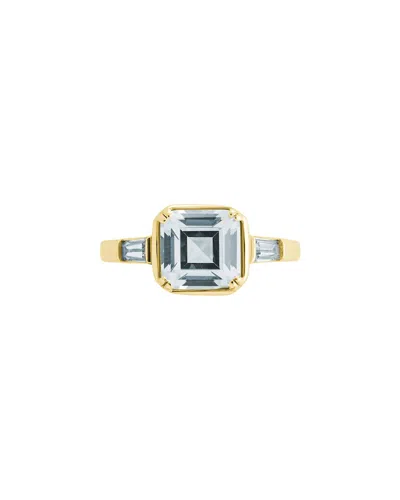 Sterling Forever 14k Cz Asscher Baguette Ring In Blue