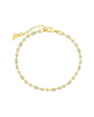 Sterling Forever 14k Cz Camden Staggered Tennis Bracelet In Pink