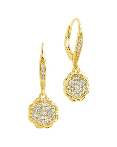 Sterling Forever 14k Cz Rose Petal Short Drop Earrings In Gold