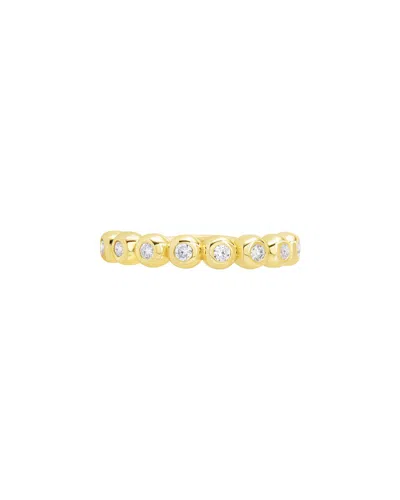 Sterling Forever 14k Cz Trisha Bezel Ring In Gold