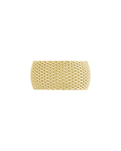 Sterling Forever 14k Cz Wide Mesh Ring In Gold