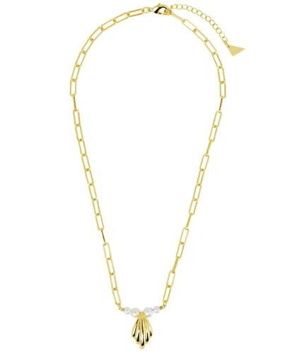 Sterling Forever 14k Gold 4mm & 5.5mm Pearl Cherie Shell Pendant Necklace