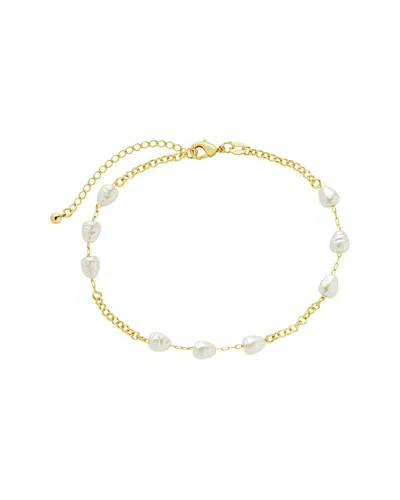 Sterling Forever 14k Gold Allie Stationed Anklet In Green