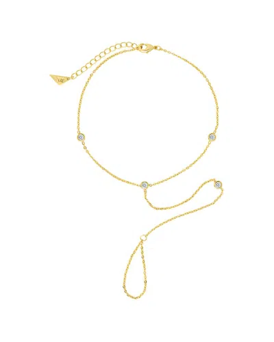 Sterling Forever 14k Gold Cz Sylvia Chain Toe Anklet In Pink
