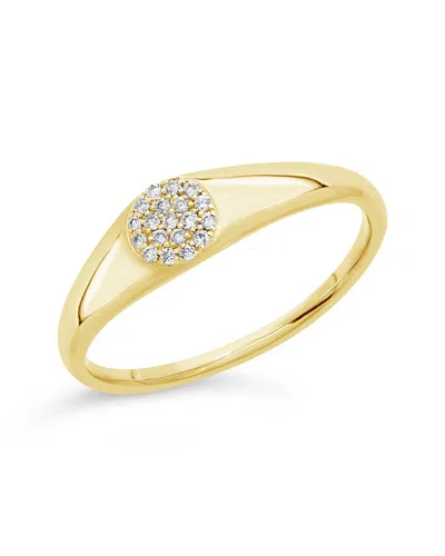 Sterling Forever 14k Gold Diamond Circle Signet Ring In Multi