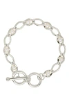 Sterling Forever 14k Gold Plated Amedea Synthetic Pearl Chain Bracelet In Silver