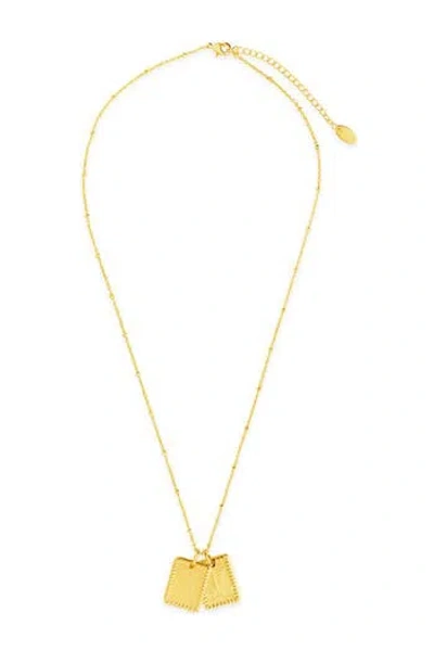 Sterling Forever 14k Gold Plated Brass Zodiac Tag Necklace In Gold - Libra
