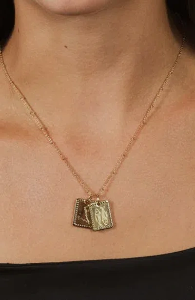Sterling Forever 14k Gold Plated Brass Zodiac Tag Necklace In Gold - Pisces
