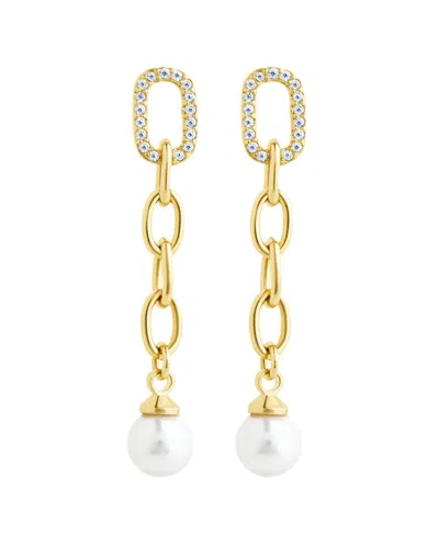 Sterling Forever 14k Gold Plated Cz Daphne Chain Drop Stud Earrings
