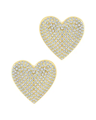 Sterling Forever 14k Gold Plated Cz Disco Heart Statement Stud Earrings