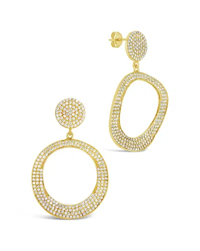 Sterling Forever 14k Gold Plated Cz Juniper Statement Drop Earrings In Metallic