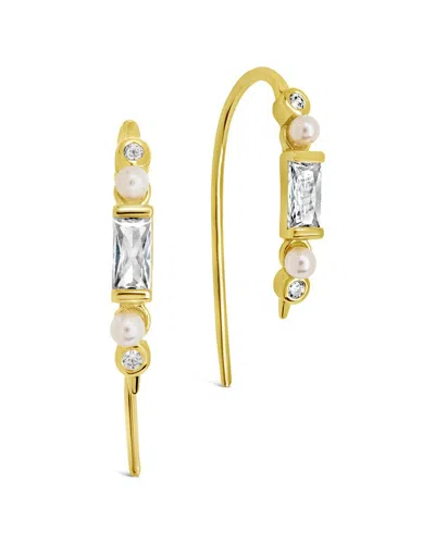 Sterling Forever 14k Gold Plated Cz Nadia Threader Earrings