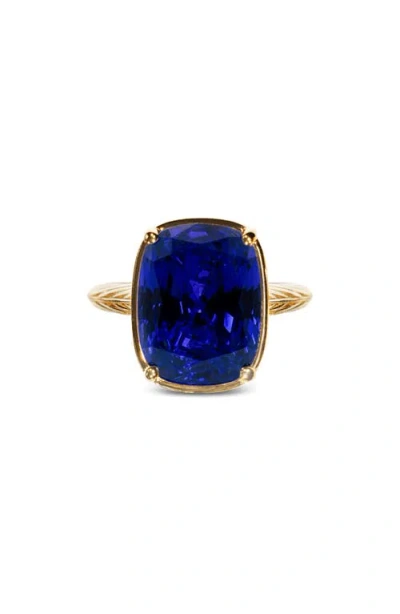 Sterling Forever Sterling Silver Elongated Cushion Sapphire Cz Cocktail Ring In White