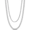 Sterling Forever 14k Gold Plated Everyday Layered Curb Chain Necklace In Silver