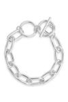 Sterling Forever 14k Gold Plated Linked Bracelet In Silver