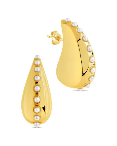 Sterling Forever 14k Gold Plated Raze Studded Drop Stud Earrings In Neutral
