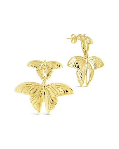 Sterling Forever 14k Gold Plated Rowena Butterfly Drop Stud Earrings In Metallic