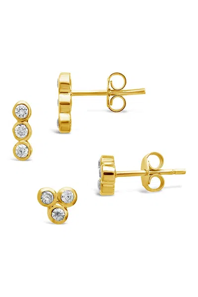 Sterling Forever 14k Gold Plated Sterling Silver 2-piece Bezel Stud Set