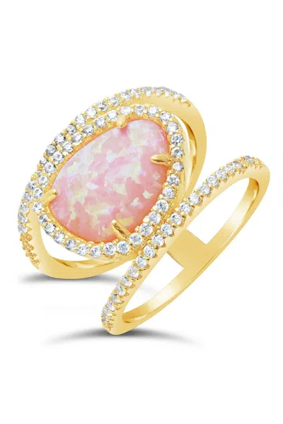 Sterling Forever 14k Gold Plated Sterling Silver Created Opal Oval Gemstone Ring