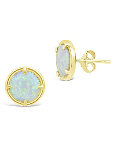Sterling Forever 14k Gold Vermeil Four Point Opal Stud Earrings In White
