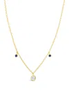 Sterling Forever 14k Gold Vermeil Plated Sterling Silver Blue Enamel & Cz Charm Necklace In Gold
