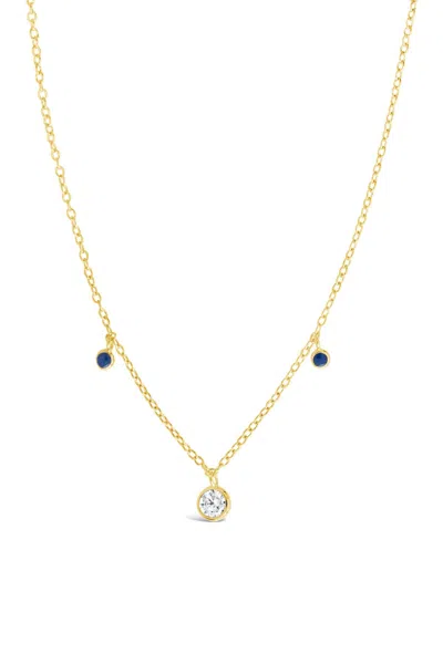 Sterling Forever 14k Gold Vermeil Plated Sterling Silver Blue Enamel & Cz Charm Necklace