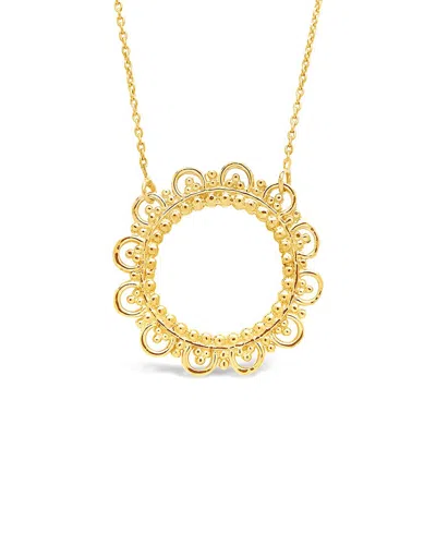STERLING FOREVER STERLING FOREVER 14K OVER SILK LACE CIRCLE PENDANT NECKLACE