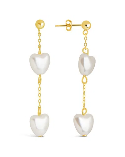 Sterling Forever 14k Over Silver 10mm Faux Pearl Heart Drop Earrings