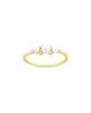 Sterling Forever 14k Over Silver 2mm Pearl Amber Triple Studded Ring