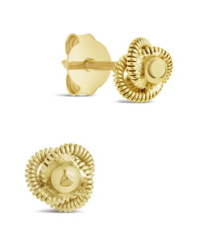 Sterling Forever 14k Over Silver Braided Knot & Sphere Studs In Gold